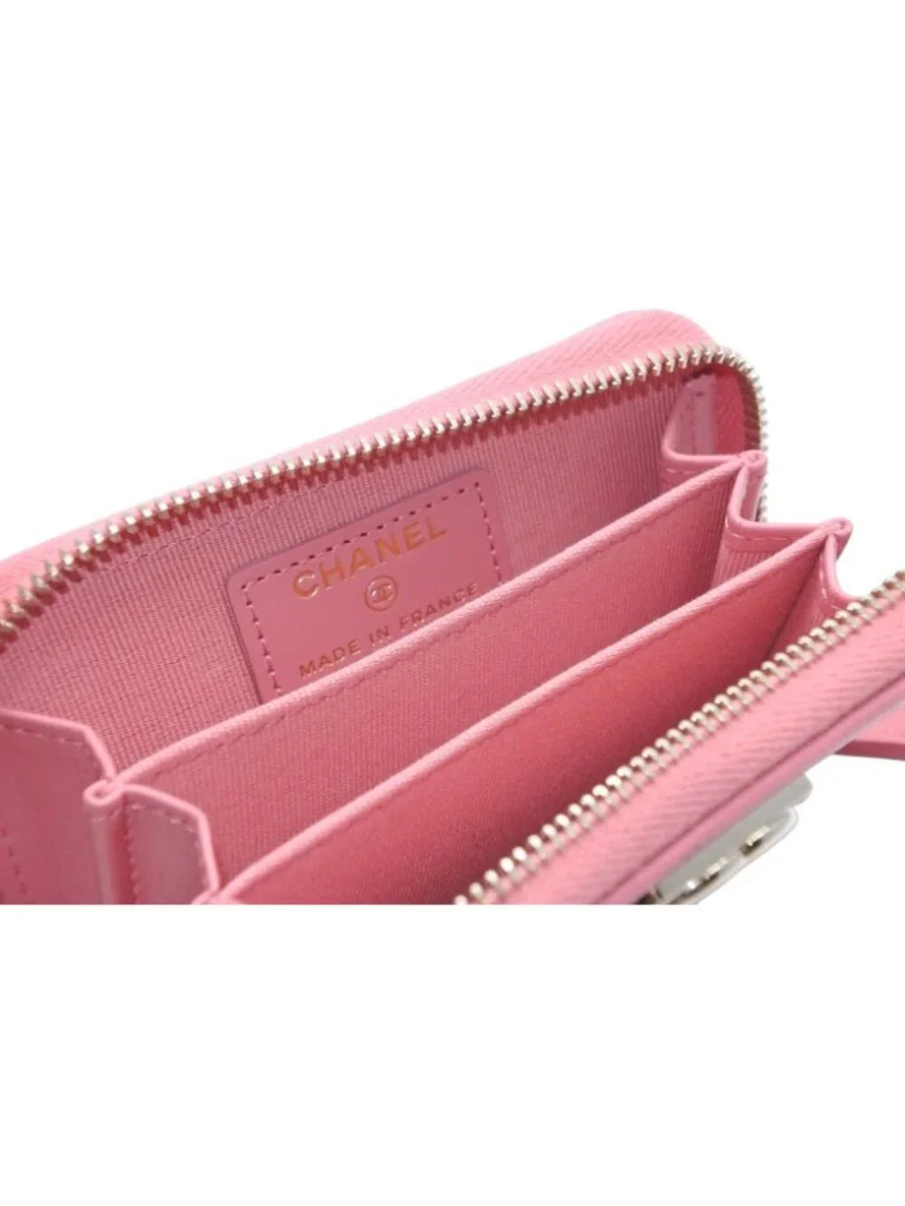 Chanel Boy Zip Coin Purse Stand CC Logo Caviar Leather